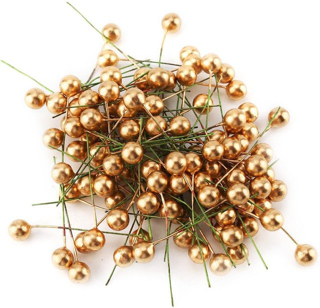 100 Stück Künstliche Goldene Stechpalmenbeeren von Tooarts in Beige als Hängende Weihnachtsornamente für deine Heimdekoration - Bild 1