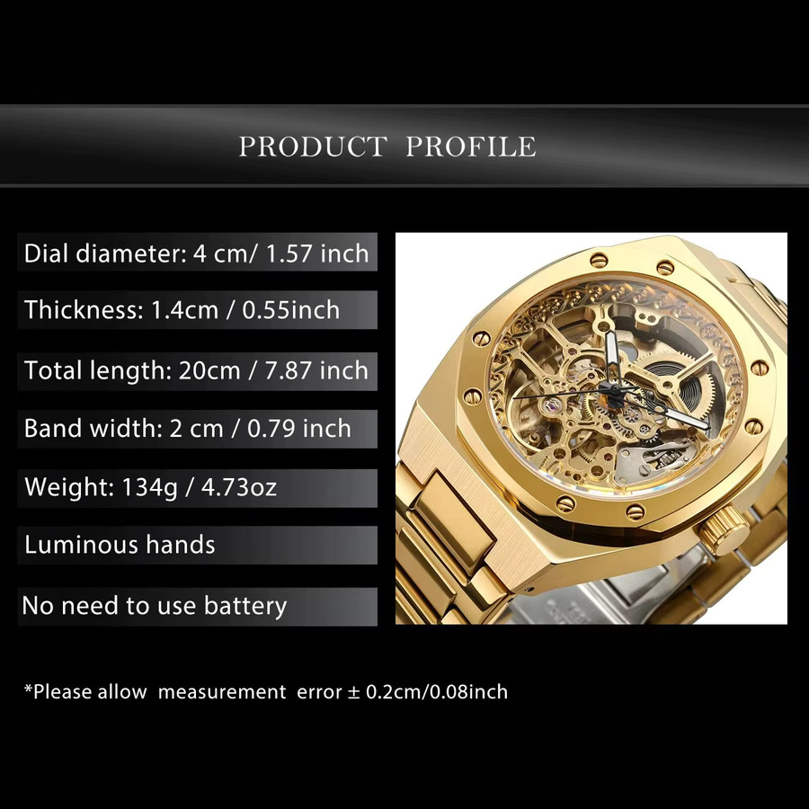 Forsining Armbanduhr, Automatik, Skelett, Gold, Edelstahl, Herren - Bild 3