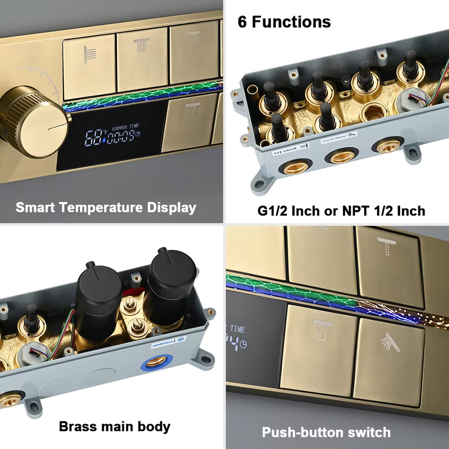 Boen Thermostatischer Duschmischer mit 6 Funktionen und intelligenter Temperaturanzeige aus Messing in Matt Schwarz - Bild 3