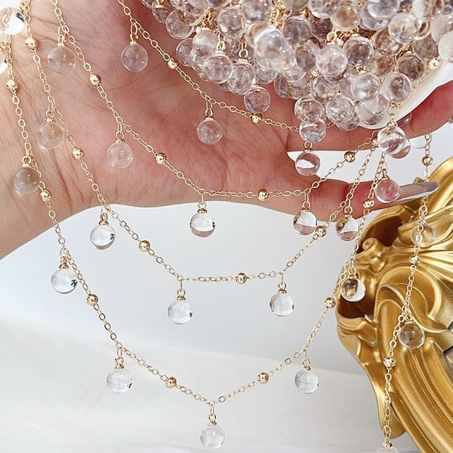 Glasperlen-Anhänger mit Metallkette, Gold, Unisex - Bild 1