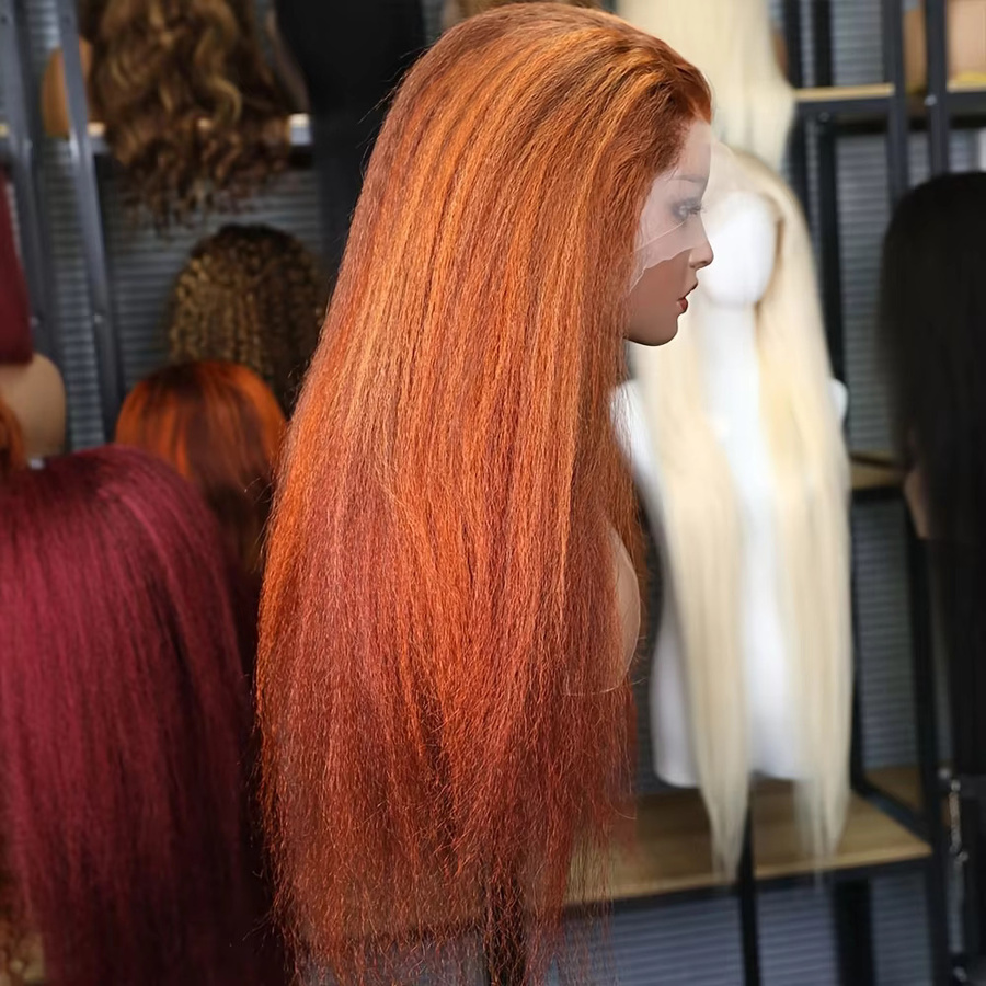 Yaki-Orange Lace-Front-Perücke, synthetisch, gerade, Damen - Bild 2