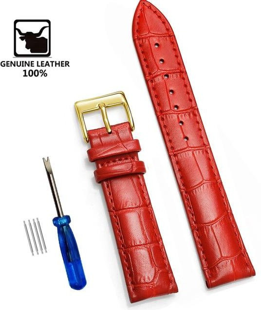 Ka Chen Muxi Uhrenarmband Leder, Stahl-Dornschließe, 20 mm, rot, Herren - Bild 1