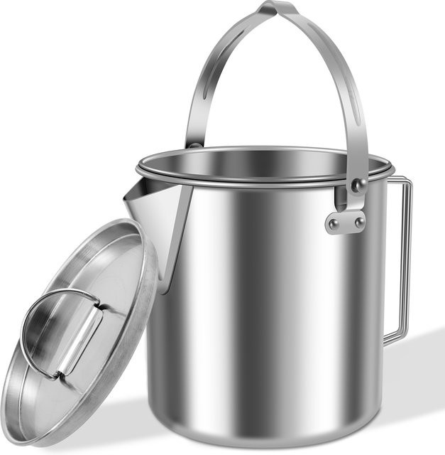 Willstar Camping-Wasserkocher aus Edelstahl in Silber, tragbarer Teekessel mit Deckel für Camping und Picknick, 1,2 l - Bild 1