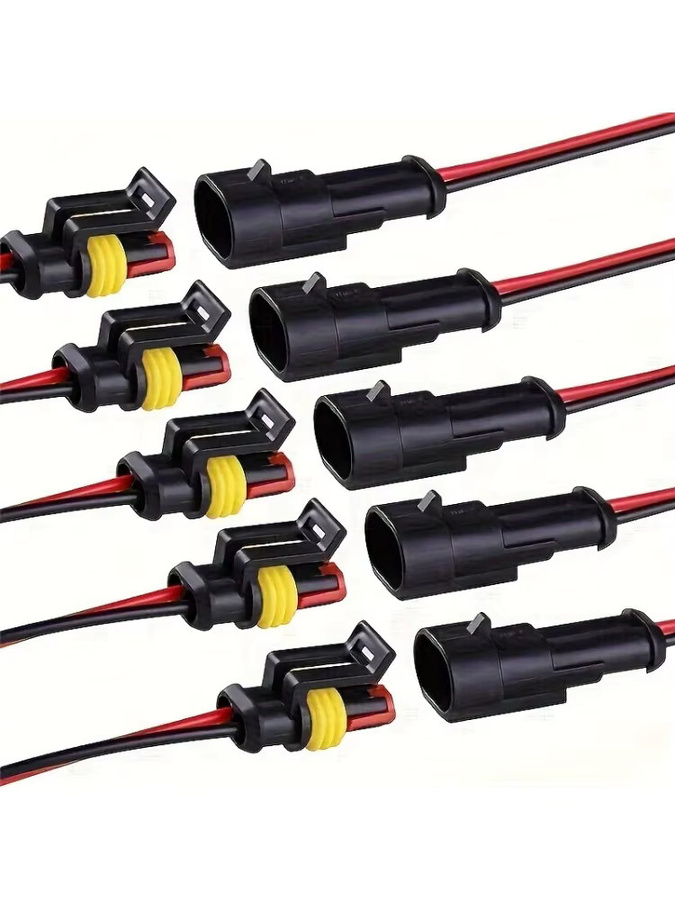 10 Stück 2-polige elektrische Kabelstecker 18 AWG Set mit männlichen und weiblichen Steckverbindern in Schwarz für Auto und LKW - Bild 5