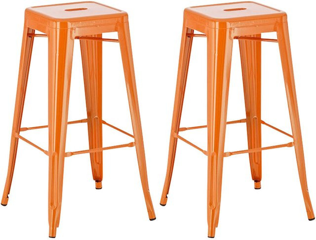 TPFLiving 2er Set Barhocker Joy aus Metall in Orange im Industrial Design, Höhe: 77 cm, Breite: 43 cm, Tiefe: 43 cm - Bild 1