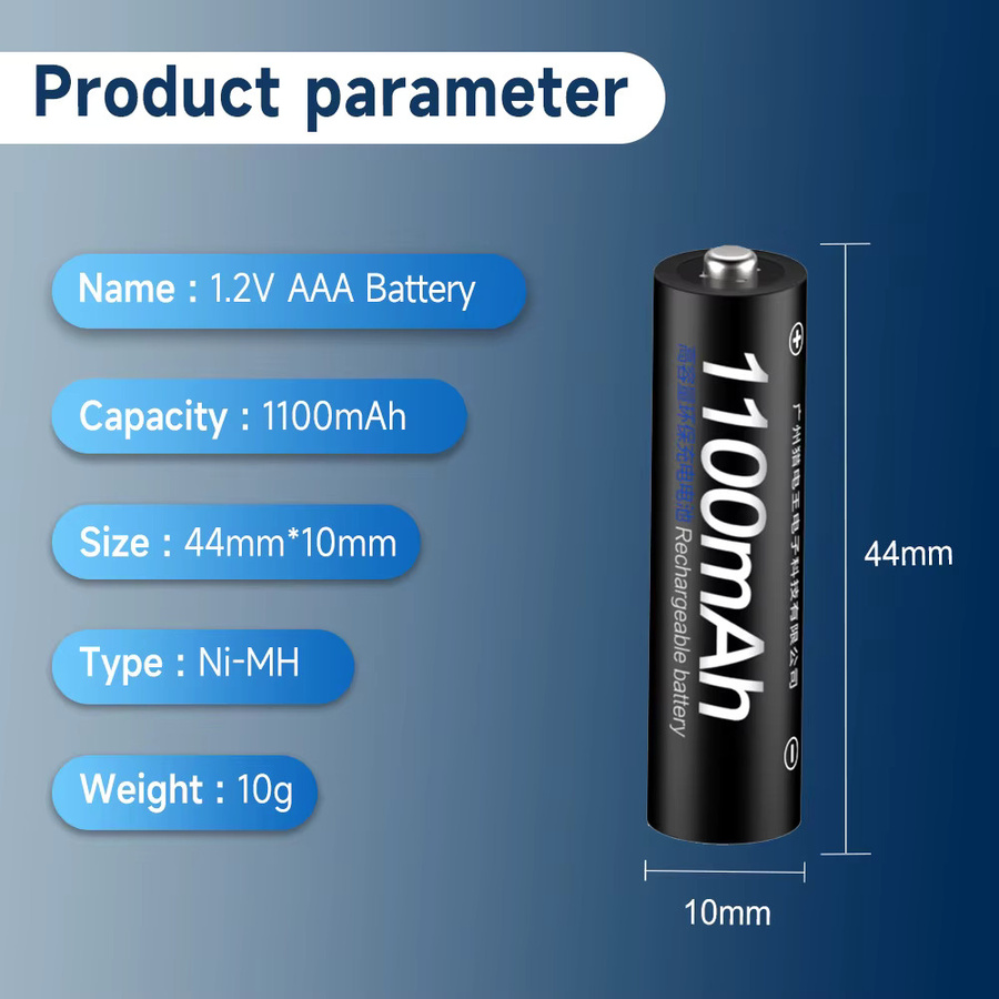 PALO AAA Ni-MH Akku 1,2 V mit 1100 mAh in Schwarz - Bild 2