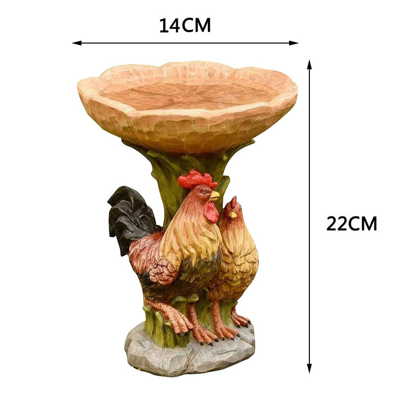 Homyl Hahn Statue als Vogelbad und Futterstation aus Harz für Garten und Balkon, Mehrfarbig - Bild 6