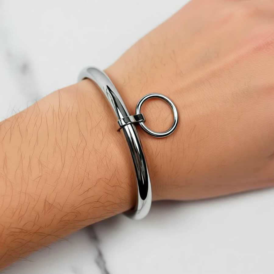 ACECHANNEL Armreif Edelstahl, Unisex, mit O-Ring und Schlüssel - Bild 2