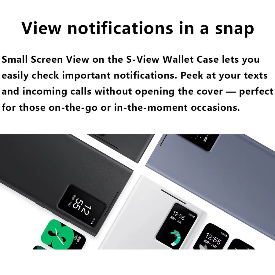 Samsung Galaxy S24 Ultra S-View Brieftaschen-Hülle aus Leder in Schwarz - Bild 2