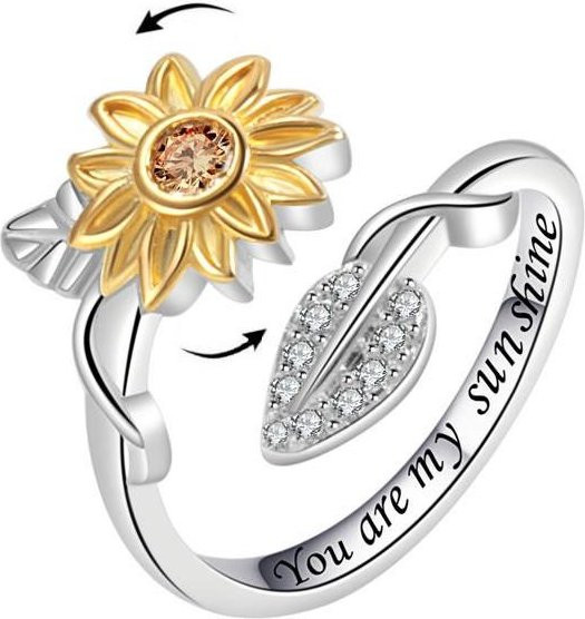 Ring für Damen, Kupfer, Kristall, Schmetterlinge, Vögel, Sonnenblume - Bild 1