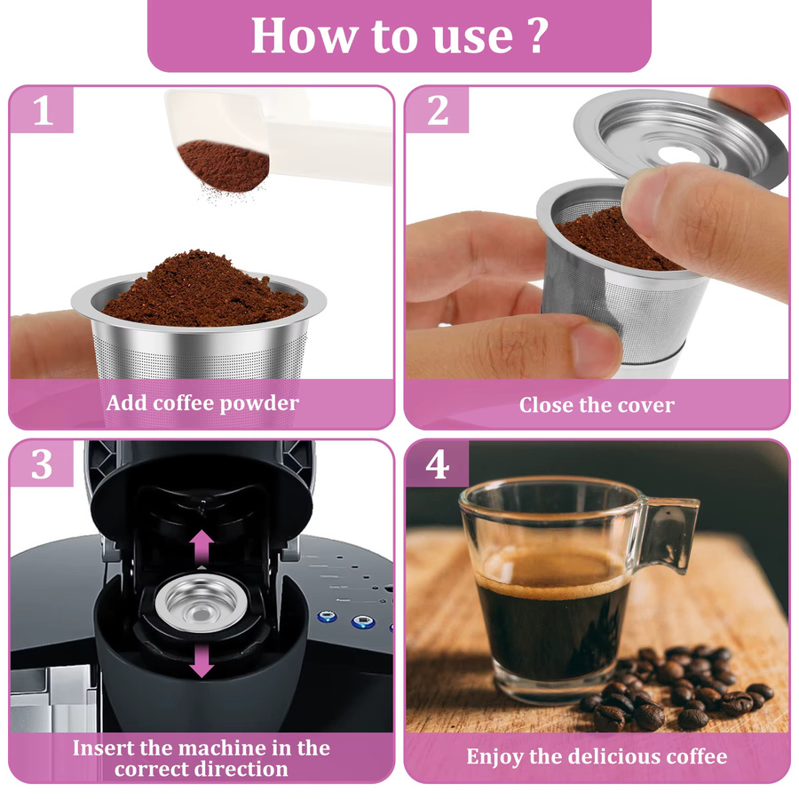 Willstar wiederverwendbare Espressokapseln aus Edelstahl in Silber, nachfüllbare Kaffeepads für K-Tassen, runde Form - Bild 4