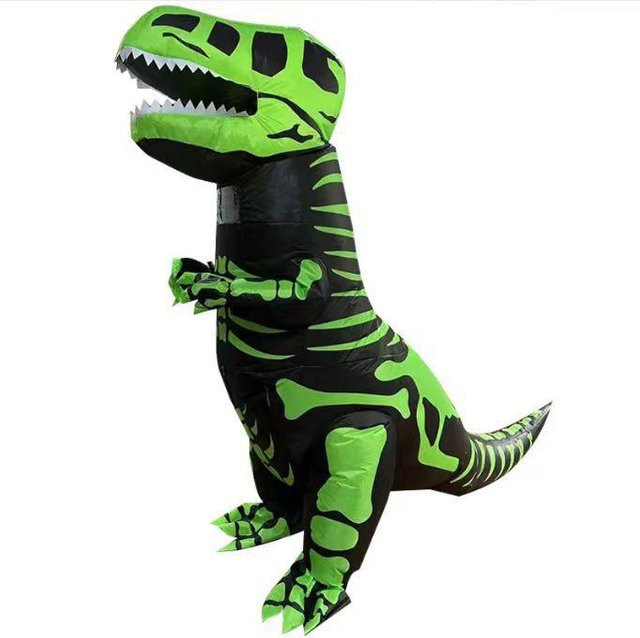 Grüne Rippen Tyrannosaurus Rex Aufblasbares Kostüm, Grün - Bild 1