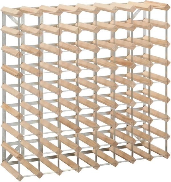 vidaXL Weinregal aus Massivholz Kiefer und verzinktem Stahl in Braun und Beige für 72 Flaschen, B/T/H: 80 x 22,5 x 22,5 cm - Bild 1