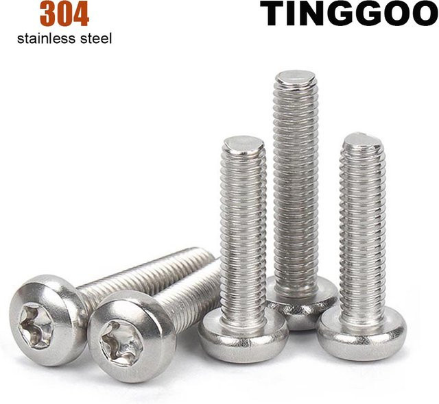 TINGGOO Sechslappen-Rundkopfschraube aus Edelstahl A2-70 in Silber, Torx-Pfanne, GB2672 - Bild 1