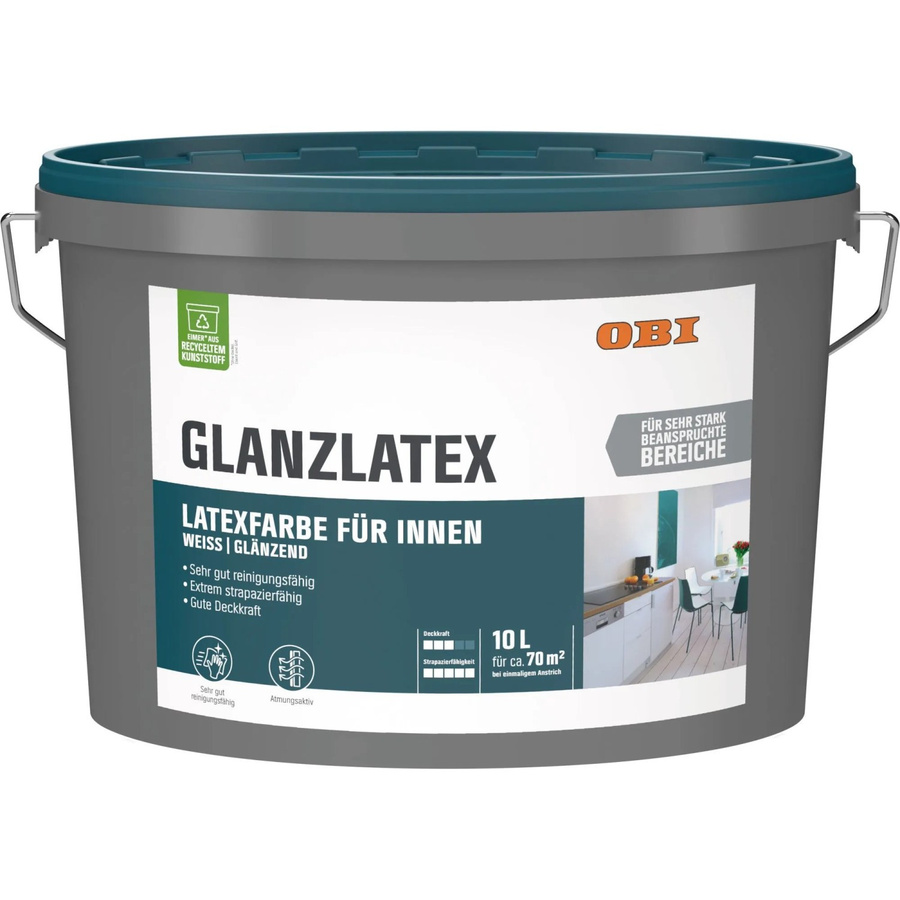 OBI Glanzlatex Weiß wasserbasiert glänzend 10 l - Bild 2