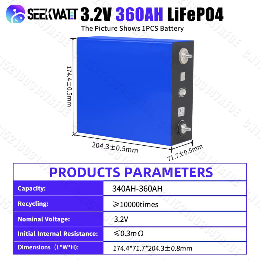 Seekwatt LiFePO4 Batterie Grade A 360Ah 3.2V Deep-Cycle prismatische Zellen für DIY 12V 24V 48V Anwendungen in Wohnmobilen, Solar, Camping und Yachten - Bild 3