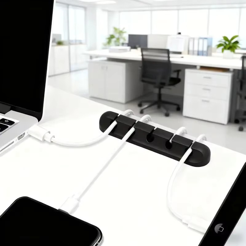 Original Silikon USB-C Kabelaufwicklung Organizer in Schwarz für Desktop-Kabelmanagement und Halter für Maus, Tastatur sowie Kopfhörerkabel - Bild 5