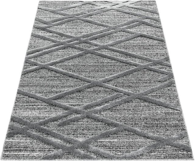 Ayyildiz Hochflorteppich Pisa Grau Geometrisches Design B/L: 280 x 370 cm - Bild 1