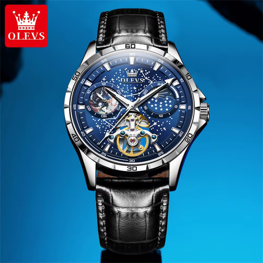 OLEVS Armbanduhr Edelstahl, Mechanisch, Silber, Herren - Bild 2