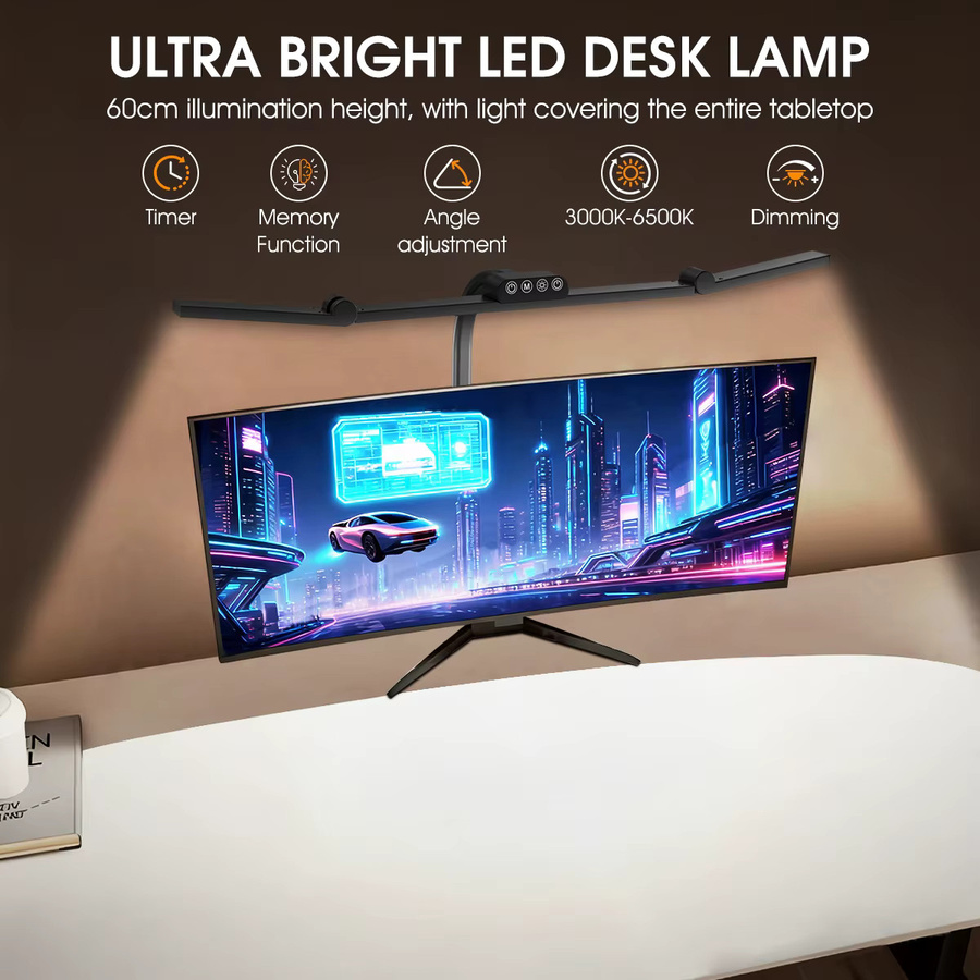 bRIGHLET LED-Schreibtischlampe mit Klemme, dimmbare und flexible Bürolampe in Schwarz - Bild 2