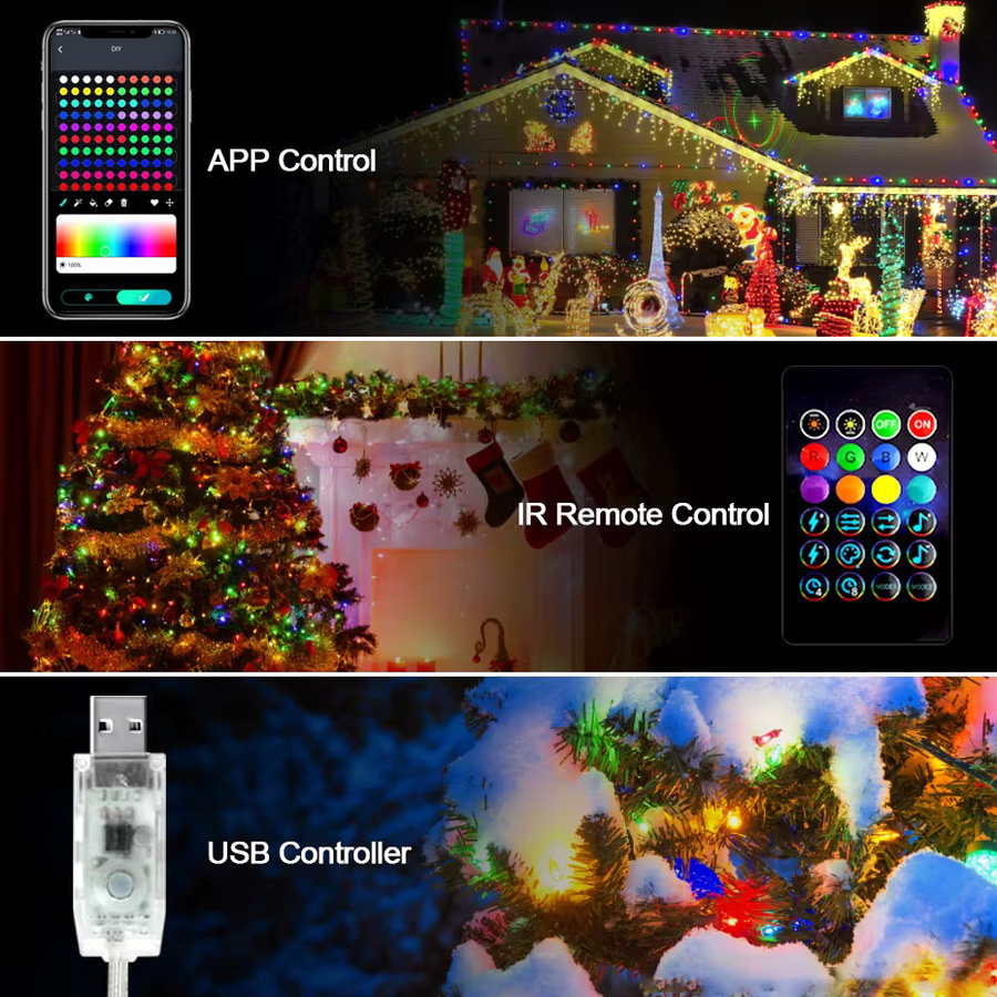 Asign Smart LED Weihnachtsbeleuchtung RGB Vorhang Lichterkette mit Bluetooth und USB, Multicolour - Bild 4