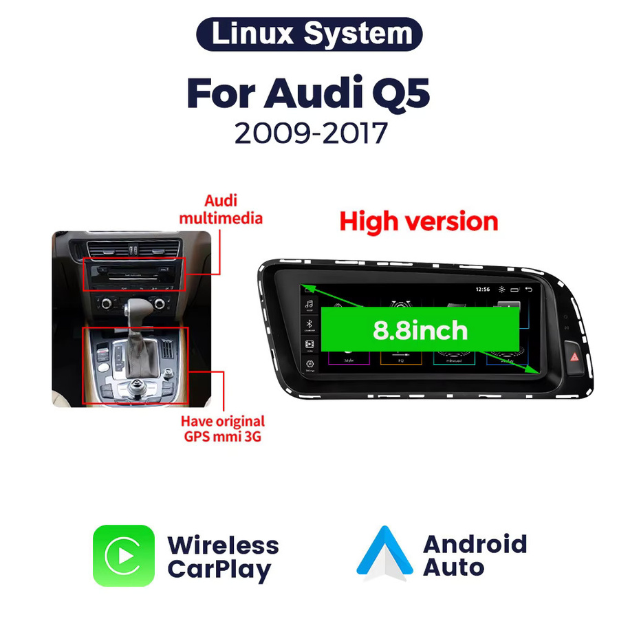 MEKEDE Autoradio mit 8,8 Zoll Touchscreen für Audi Q5 2010-2017, Linux-System Multimedia-Player mit Bluetooth, Wireless Carplay und Android Auto, Schwarz - Bild 8