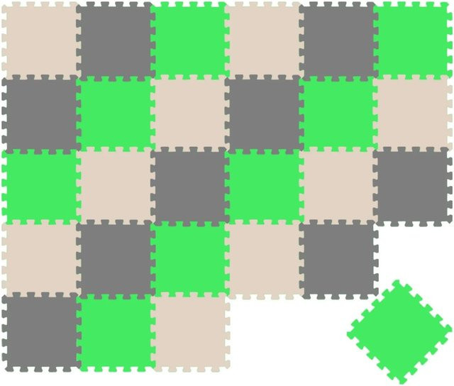 LittleTom Puzzlematte für Babys und Kinder, 27 Teile, Grau Beige Hellgrün, B/T/H: 30 x 30 x 1 cm - Bild 1