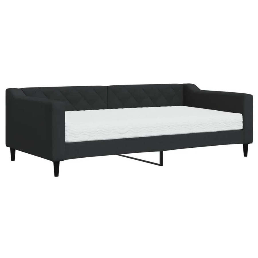 vidaXL Tagesbett mit Matratze in Schwarz, modernes Design, B/T/H: 90 x 190 cm - Bild 2