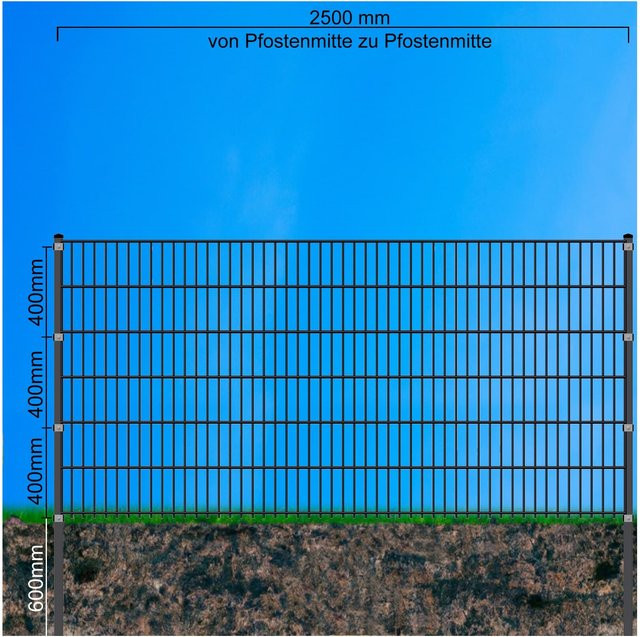 Fa-Bausysteme Doppelstabzaun Moosgrün 8-6-8 Höhe: 1230 mm Länge: 25 m - Bild 1