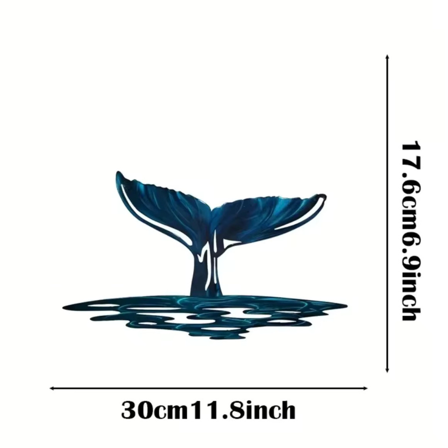 CIFBUY Walschwanz-Wandkunst aus Metall in Blau und Grau – Maritimer Wanddekor aus der Ocean-Serie - Bild 2
