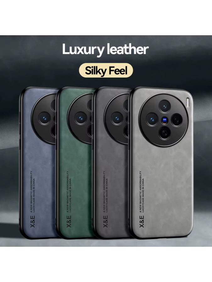 EUCAGR Luxus Leder Handyhülle mit Magnetfunktion und Stoßschutz für VIVO X200 Pro mini und VIVO X200 Pro, Schwarz - Bild 4