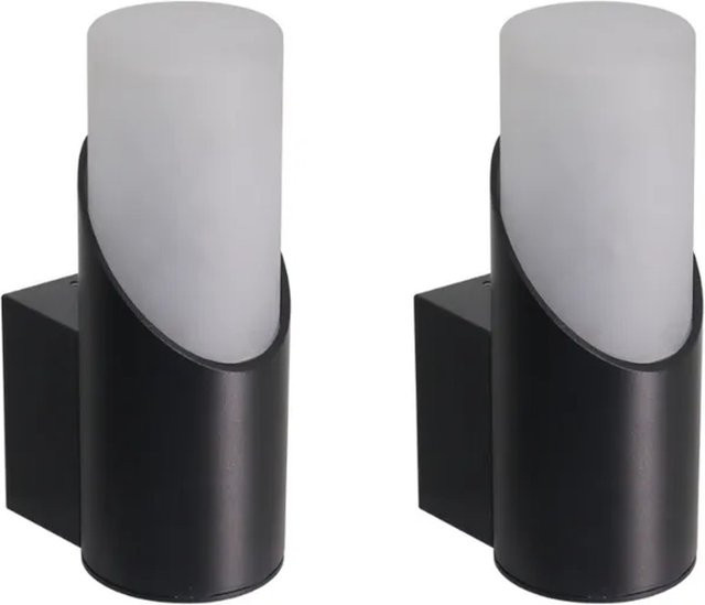 LUXULA 2er Set Moderne Wandleuchte aus Aluminium in Schwarz, IP54 Außenleuchte für Garten, Terrasse und Eingangsbereich, GU10 Up-Down Zylinderleuchte - Bild 1
