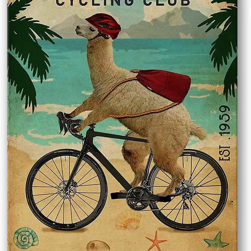 WEIMEILD Cycling Club Alpaka-Blechschild, Retro Vintage Metallschild für die Küchen-Dekoration im Bauernhaus-Stil, mehrfarbig - Bild 2