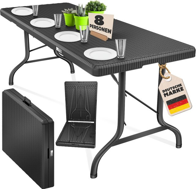 KESSER Buffettisch klappbar in Rattan Optik aus Kunststoff, zusammenklappbarer Gartentisch für Garten, Terrasse und Balkon, B/T: 183 x 76 cm - Bild 1
