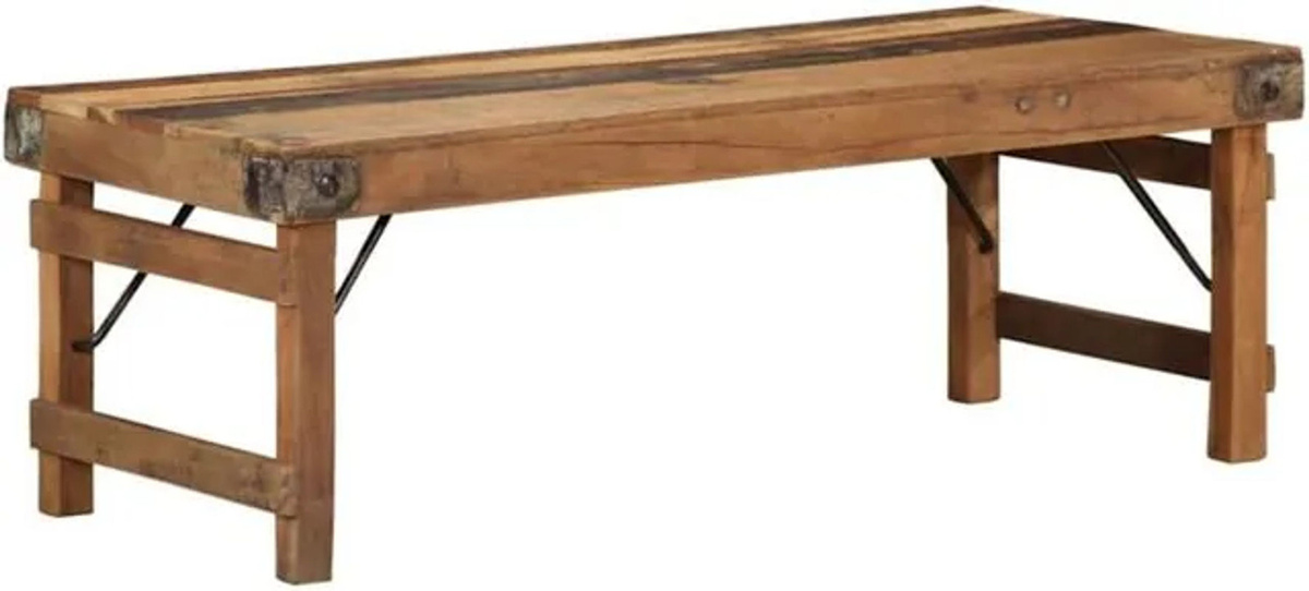 vidaxl Couchtisch aus recyceltem Massivholz in Braun, Modernes Industrial Design, Rechteckig, B/T/H: 110 x 55 x 40 cm - Bild 1