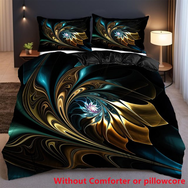 JMG Household Supplies Bettwäscheset mit floralem 3D-Print in Schwarz und Gold, Mikrofaser, B/H: 135 x 200 cm - Bild 1