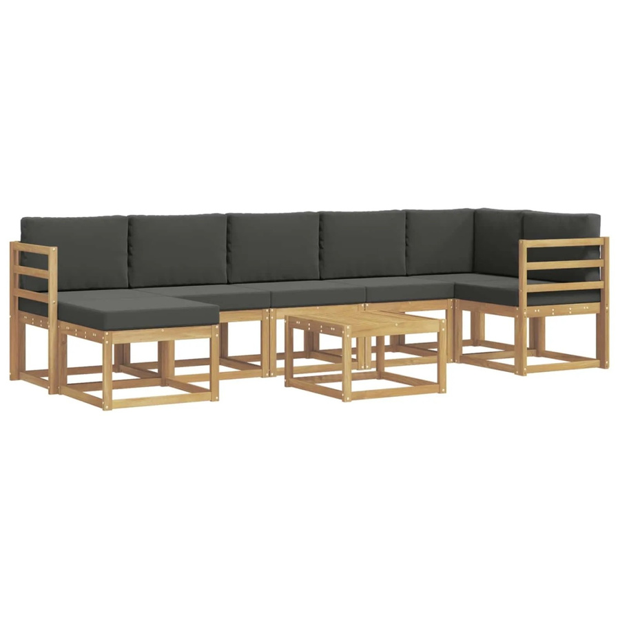 vidaXL Outdoor-Sofagarnitur 8-teilig aus Akazienholz mit Polstern in Weiß und Anthrazit - Bild 2