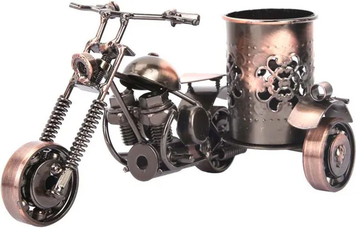 GoolRC Vintage Motorrad Modell aus Metall als Stifthalter und Deko-Ornament in Braun - Bild 1