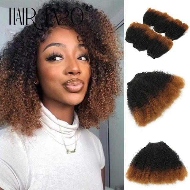 Hair Expo City Afro Kinky Curly Haarverlängerungen, 6er-Set, Ombre, Protein Faser - Bild 1