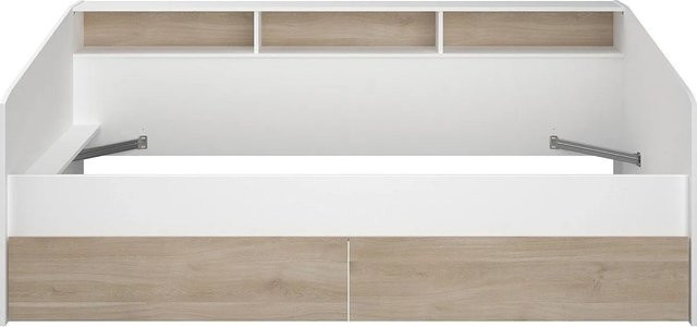 Vente-unique Bettrahmen Paulette in Weiß mit Schubladen für Kinder, B/T/H: 80-90 x 190/200 x 203 cm - Bild 1