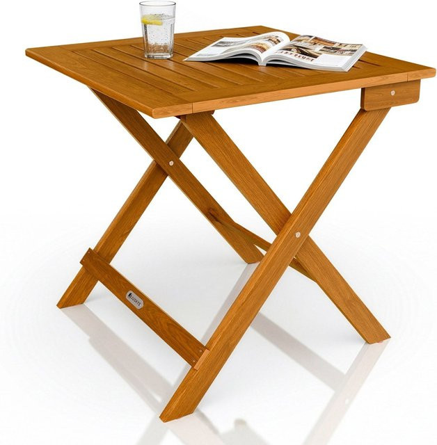 Juskys Beistelltisch Zadar aus geöltem Akazienholz, klappbar, braun, B/T/H: 46 x 46 x 46 cm - Bild 1