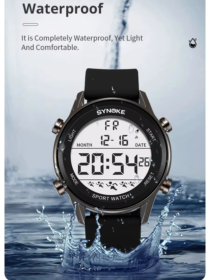SYNOKE Digitaluhr, Silikon, Herren, wasserdicht - Bild 6