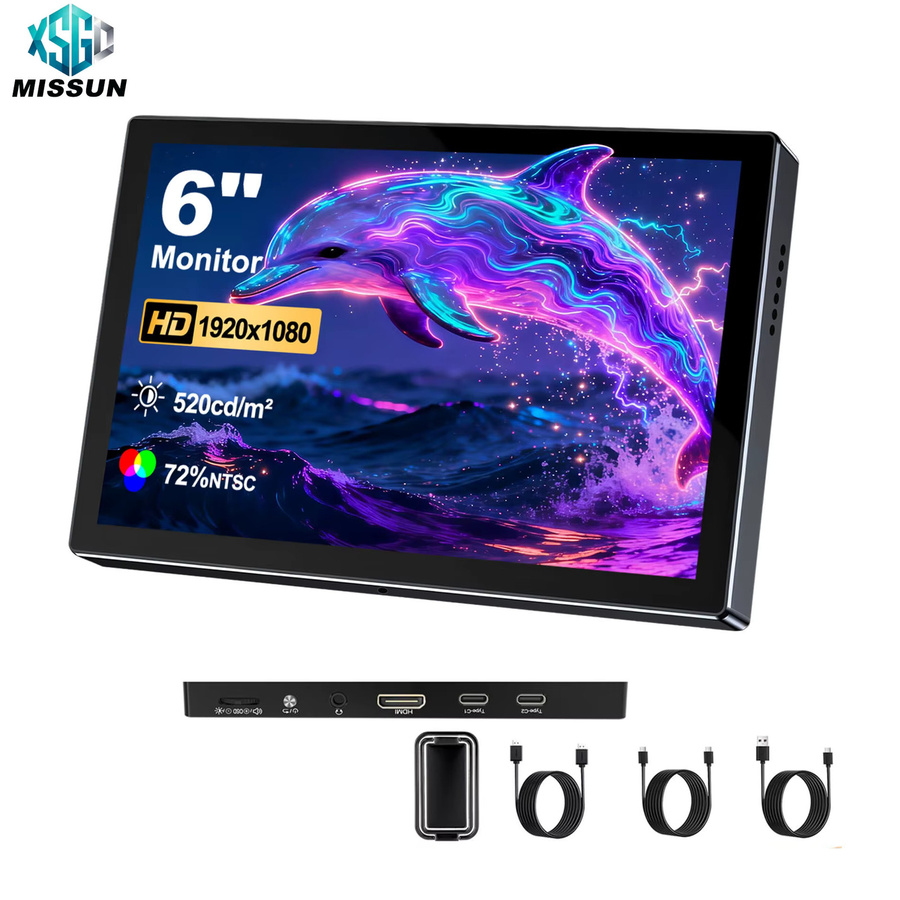 MISSUN Tragbarer 6-Zoll Monitor in Schwarz mit 60 Hz und USB-C Anschluss für Laptop, PC, Xbox, PlayStation, Nintendo Switch und mobile Geräte - Bild 7