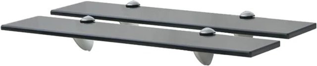 vidaXL Schweberegale aus gehärtetem Sicherheitsglas, 2er Set, Schwarz, B: 50 cm, T: 20 cm, H: 0,8 cm - Bild 1