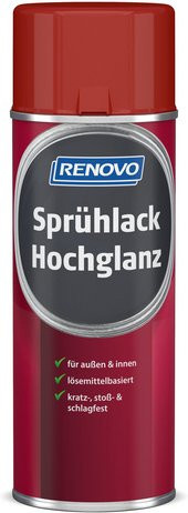 RENOVO Sprühlack für Holz, Rot RAL 3000, hochglänzend, wetterfest und schnelltrocknend, 400 ml - Bild 1