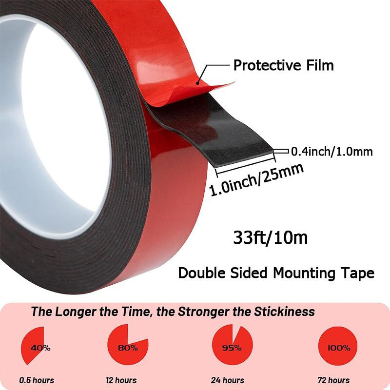 Hochbelastbares doppelseitiges Schaumstoff-Klebeband, hochtemperaturbeständig und wasserdicht, Breite: 15 mm, Länge: 10 m, Dicke: 1 mm - Bild 2