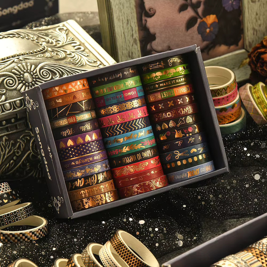 36 Rollen Washi-Tape Set in Gold für Scrapbooking und Journaling - Bild 2