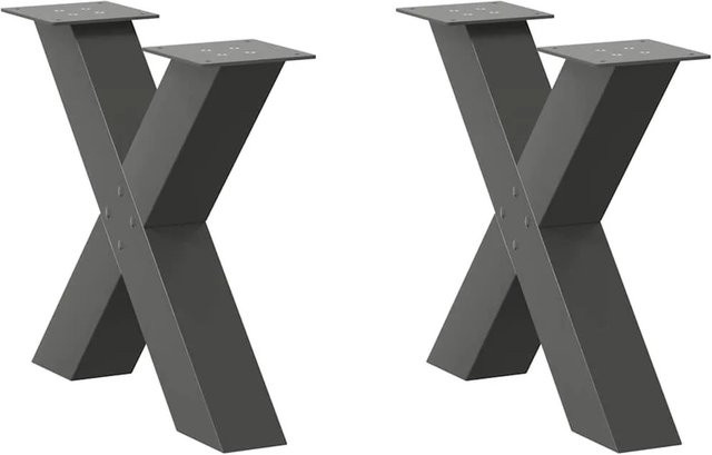 vidaXL Couchtischbeine X-Form aus Stahl, 2 Stück, Anthrazit, B/T/H: 50 x 42 x 43 cm - Bild 1