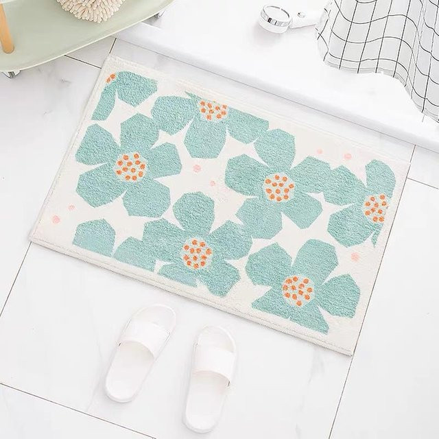 Yiran Furniture Anti-Rutsch-Badezimmermatte aus Imitations-Kaschmir mit floralem Design, B/B: 50 x 80 cm - Bild 1