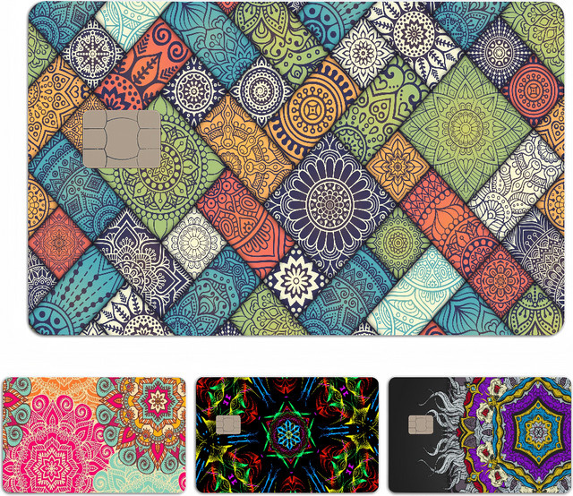 Mandala Anime Cartoon Aufkleberfolien Set für Kreditkarten und Debitkarten, 4 Stück, Multicolour - Bild 1